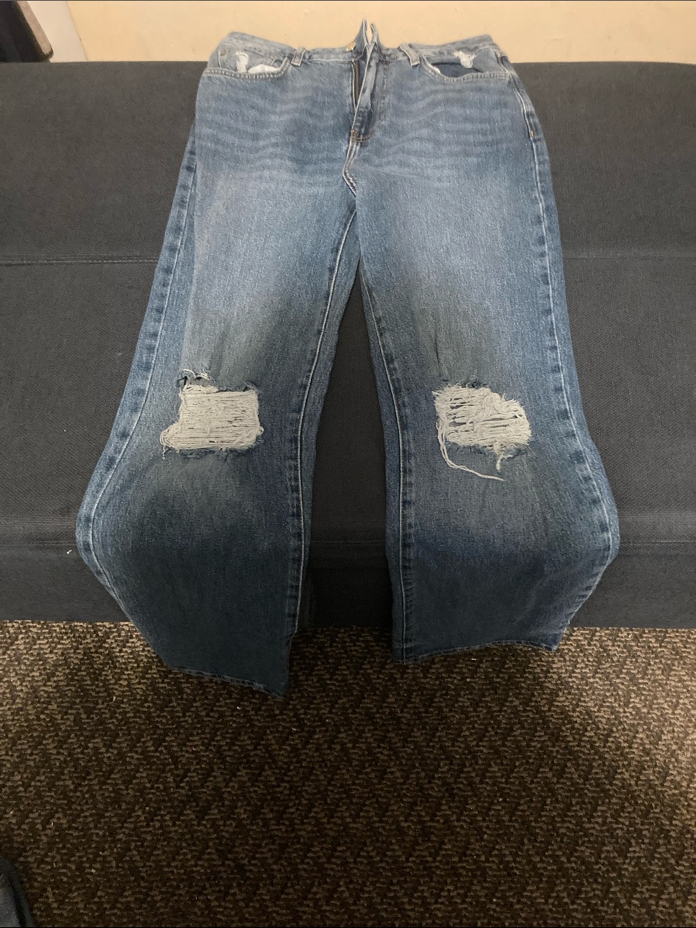 Forever 21 Medium Blue Distressed Boyfriend Jeans